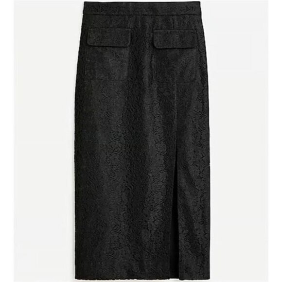 J. Crew Side Slit Pencil Skirt with Lace in Black 12 New Womens Cocktail Holiday - Picture 1 of 9